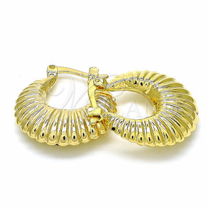 Gold Filled Hoop Earrings — Small Hoop Hollow Design Polished 02.09. — main product view — SKU 129198 | Oro Laminado aretes de aro — Small Hoop Hollow diseño pulido 02.09. — SKU 129198