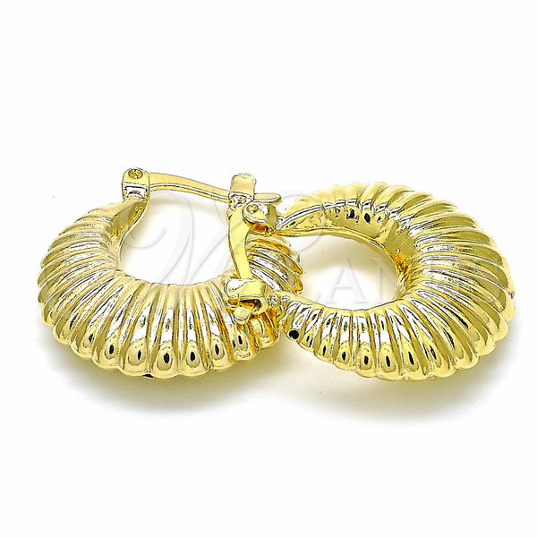 Gold Filled Hoop Earrings — Small Hoop Hollow Design Polished 02.09. — main product view — SKU 129198 | Oro Laminado aretes de aro — Small Hoop Hollow diseño pulido 02.09. — SKU 129198