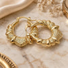 Oro Laminado Small Hoop, Gold Filled Style Hollow and Bamboo Design, Polished, Golden Finish, 02.09.0178.25