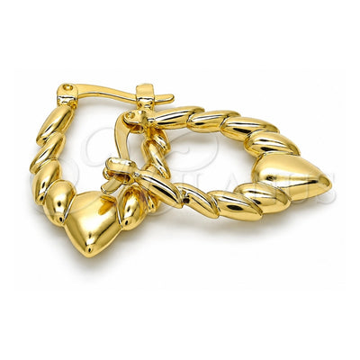 Oro Laminado Small Hoop, Gold Filled Style Hollow and Bamboo Design, Polished, Golden Finish, 02.09.0174.25