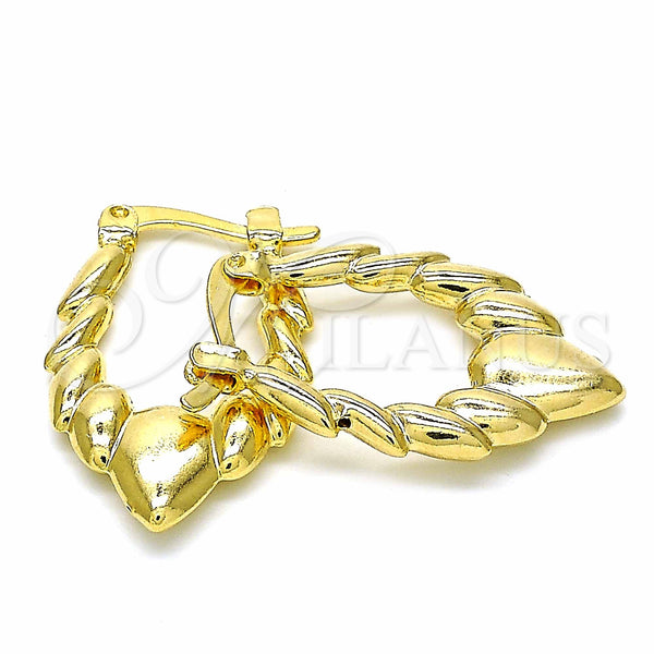 Gold Filled Hoop Earrings — Small Hoop Hollow and Bamboo Design Polished 02.09. — main product view — SKU 129200 | Oro Laminado aretes de aro — Small Hoop Hollow and Bamboo diseño pulido 02.09. — SKU 129200