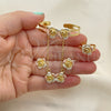 Oro Laminado Earring and Pendant Children Set, Gold Filled Style Flower Design, Polished, Tricolor, 06.361.0018