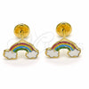 Oro Laminado Stud Earring, Gold Filled Style Polished, Golden Finish, 02.09.0184