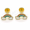 Oro Laminado Stud Earring, Gold Filled Style Polished, Golden Finish, 02.09.0184