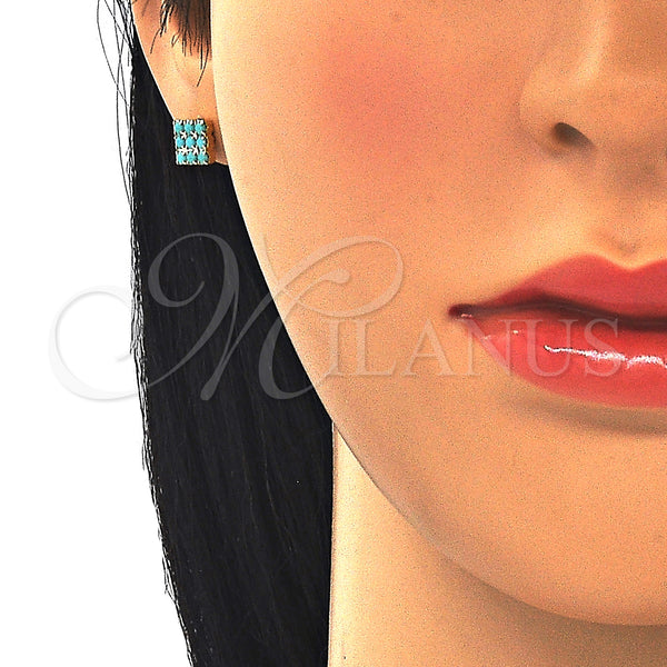 Gold Filled Ring — Stud Earring with Aquamarine Opal Blue Polished 02.09. — alternate product view — SKU 129226 | Oro Laminado anillo — Stud Earring with Aquamarine Opal Blue pulido 02.09. — SKU 129226