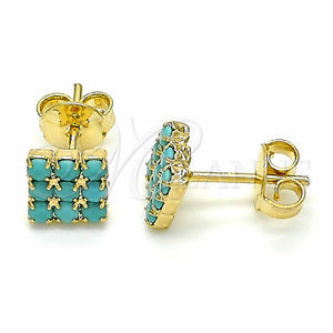 Gold Filled Ring — Stud Earring with Aquamarine Opal Blue Polished 02.09. — main product view — SKU 129226 | Oro Laminado anillo — Stud Earring with Aquamarine Opal Blue pulido 02.09. — SKU 129226