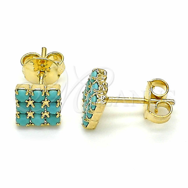 Gold Filled Ring — Stud Earring with Aquamarine Opal Blue Polished 02.09. — main product view — SKU 129226 | Oro Laminado anillo — Stud Earring with Aquamarine Opal Blue pulido 02.09. — SKU 129226
