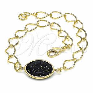 Gold Filled Bracelet — Fancy Bracelet Rolo Design with Black Opal Black — main product view — SKU 129235 | Oro Laminado brazalete — elegante Bracelet Rolo diseño with negro Opal negro — SKU 129235