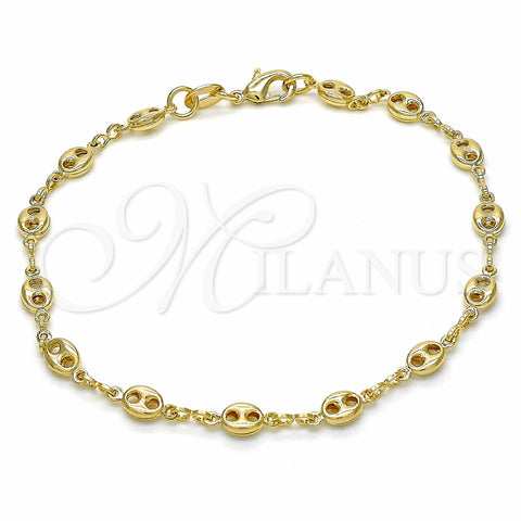 Oro Laminado Basic Bracelet, Gold Filled Style Puff Mariner Design, Polished, Golden Finish, 04.09.0185.07 (03 MM Thickness, 7 Inches Length)