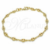Oro Laminado Basic Bracelet, Gold Filled Style Puff Mariner Design, Polished, Golden Finish, 04.09.0185.07 (03 MM Thickness, 7 Inches Length)