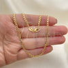 Oro Laminado Basic Necklace, Gold Filled Style Curb Design, Polished, Golden Finish, 04.32.0019.22 (0.80 Gauge, 04 MM Thickness, 22 Inches Length)