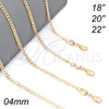 Oro Laminado Basic Necklace, Gold Filled Style Curb Design, Polished, Golden Finish, 04.32.0019.22 (0.80 Gauge, 04 MM Thickness, 22 Inches Length)