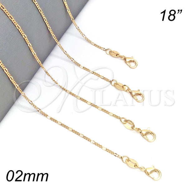 Gold Filled Necklace — Basic Necklace Figaro Design Polished 04.32. 0.50 Gauge — main product view — SKU 129266 | Oro Laminado collar — básico Necklace Figaro diseño pulido 04.32. 0.50 Gauge — SKU 129266