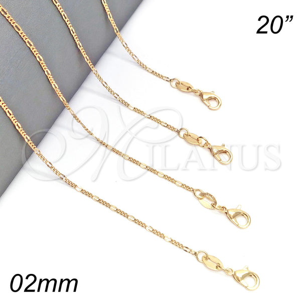 Gold Filled Necklace — Basic Necklace Figaro Design Polished 04.32. 0.50 Gauge — main product view — SKU 129267 | Oro Laminado collar — básico Necklace Figaro diseño pulido 04.32. 0.50 Gauge — SKU 129267