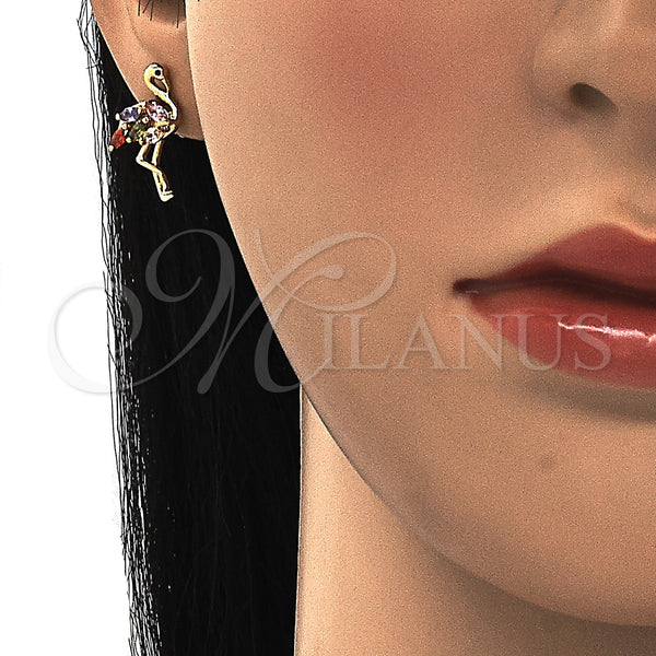 Gold Filled Ring — Stud Earring with Multicolor Cubic Zirconia and Black — alternate product view — SKU 129269 | Oro Laminado anillo — Stud Earring with Multicolor Cubic Zirconia and negro — SKU 129269