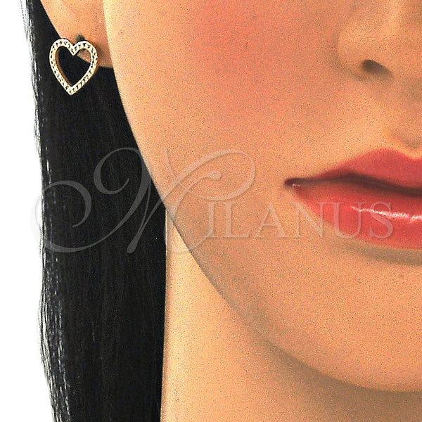 Gold Filled Ring — Stud Earring Heart Design with White Cubic Zirconia — alternate product view — SKU 129281 | Oro Laminado anillo — Stud Earring corazón diseño with blanco Cubic Zirconia — SKU 129281