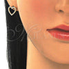 Oro Laminado Stud Earring, Gold Filled Style Heart Design, with White Cubic Zirconia, Polished, Golden Finish, 02.94.0117