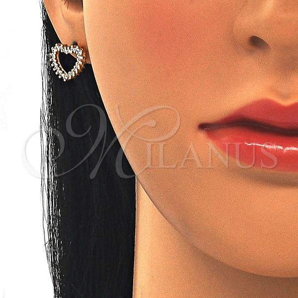 Gold Filled Ring — Stud Earring Heart Design with White Cubic Zirconia — alternate product view — SKU 129286 | Oro Laminado anillo — Stud Earring corazón diseño with blanco Cubic Zirconia — SKU 129286