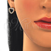 Oro Laminado Stud Earring, Gold Filled Style Heart Design, with White Cubic Zirconia, Polished, Golden Finish, 02.94.0122