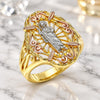 Oro Laminado Elegant Ring, Gold Filled Style San Judas Design, Polished, Tricolor, 01.253.0019.09 (Size 9)