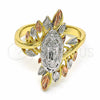Oro Laminado Elegant Ring, Gold Filled Style Guadalupe Design, Polished, Tricolor, 01.253.0020.08 (Size 8)