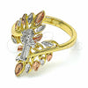Oro Laminado Elegant Ring, Gold Filled Style San Benito Design, Polished, Tricolor, 01.253.0021.07 (Size 7)