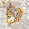 Oro Laminado Elegant Ring, Gold Filled Style San Benito Design, Polished, Tricolor, 01.253.0021.09 (Size 9)