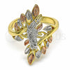 Oro Laminado Elegant Ring, Gold Filled Style San Judas Design, Polished, Tricolor, 01.253.0022.08 (Size 8)