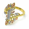 Oro Laminado Elegant Ring, Gold Filled Style San Judas Design, Polished, Tricolor, 01.253.0022.08 (Size 8)