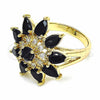 Oro Laminado Multi Stone Ring, Gold Filled Style Flower and Teardrop Design, with Black and White Cubic Zirconia, Polished, Golden Finish, 01.283.0006.08 (Size 8)