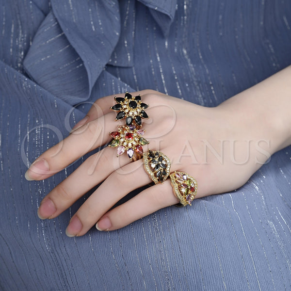 Gold Filled Ring — Multi Stone Ring Flower and Teardrop Design with — alternate product view — SKU 129304 | Oro Laminado anillo — Multi Stone Ring flor and Teardrop diseño with — SKU 129304