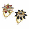 Oro Laminado Multi Stone Ring, Gold Filled Style Flower and Teardrop Design, with Multicolor Cubic Zirconia, Polished, Golden Finish, 01.283.0006.1.07 (Size 7)