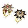Oro Laminado Multi Stone Ring, Gold Filled Style Flower and Teardrop Design, with Multicolor Cubic Zirconia, Polished, Golden Finish, 01.283.0006.1.08 (Size 8)