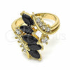 Oro Laminado Multi Stone Ring, Gold Filled Style with Black and White Cubic Zirconia, Polished, Golden Finish, 01.283.0008.07 (Size 7)