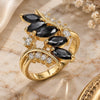 Oro Laminado Multi Stone Ring, Gold Filled Style with Black and White Cubic Zirconia, Polished, Golden Finish, 01.283.0008.07 (Size 7)