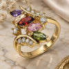 Oro Laminado Multi Stone Ring, Gold Filled Style with Multicolor Cubic Zirconia, Polished, Golden Finish, 01.283.0008.1.08 (Size 8)