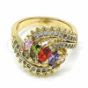 Oro Laminado Multi Stone Ring, Gold Filled Style with Multicolor Cubic Zirconia, Polished, Golden Finish, 01.283.0009.1.08 (Size 8)