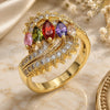 Oro Laminado Multi Stone Ring, Gold Filled Style with Multicolor Cubic Zirconia, Polished, Golden Finish, 01.283.0009.1.08 (Size 8)
