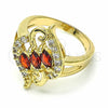Oro Laminado Multi Stone Ring, Gold Filled Style with Garnet and White Cubic Zirconia, Polished, Golden Finish, 01.283.0011.07 (Size 7)