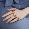 Oro Laminado Multi Stone Ring, Gold Filled Style with Garnet and White Cubic Zirconia, Polished, Golden Finish, 01.283.0011.08 (Size 8)