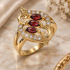 Oro Laminado Multi Stone Ring, Gold Filled Style with Garnet and White Cubic Zirconia, Polished, Golden Finish, 01.283.0011.08 (Size 8)