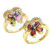 Oro Laminado Multi Stone Ring, Gold Filled Style Butterfly Design, with Garnet and White Cubic Zirconia, Polished, Golden Finish, 01.283.0012.07 (Size 7)