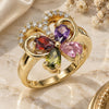 Oro Laminado Multi Stone Ring, Gold Filled Style Butterfly Design, with Multicolor Cubic Zirconia, Polished, Golden Finish, 01.283.0012.1.08 (Size 8)