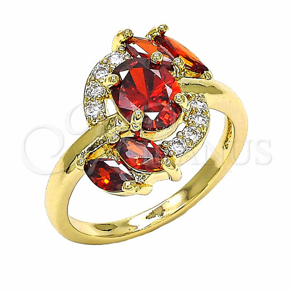 Gold Filled Ring — Multi Stone Ring with Garnet and White Cubic — main product view — SKU 129334 | Oro Laminado anillo — Multi Stone Ring with Garnet and blanco Cubic — SKU 129334