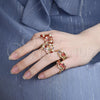 Oro Laminado Multi Stone Ring, Gold Filled Style with Garnet and White Cubic Zirconia, Polished, Golden Finish, 01.283.0014.08 (Size 8)
