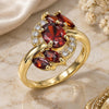 Oro Laminado Multi Stone Ring, Gold Filled Style with Garnet and White Cubic Zirconia, Polished, Golden Finish, 01.283.0014.08 (Size 8)