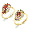 Oro Laminado Multi Stone Ring, Gold Filled Style with Garnet and White Cubic Zirconia, Polished, Golden Finish, 01.283.0014.08 (Size 8)