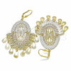 Oro Laminado Stud Earring, Gold Filled Style Teardrop Design, Polished, Tricolor, 02.331.0009