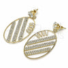 Oro Laminado Long Earring, Gold Filled Style with White Cubic Zirconia and White Crystal, Polished, Golden Finish, 02.268.0088