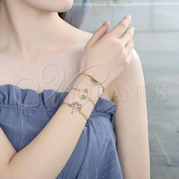Gold Filled Bracelet — Adjustable Bolo Bracelet with Multicolor Cubic Zirconia Polished — alternate product view — SKU 129357 | Oro Laminado brazalete — Adjustable Bolo Bracelet with Multicolor Cubic Zirconia pulido — SKU 129357